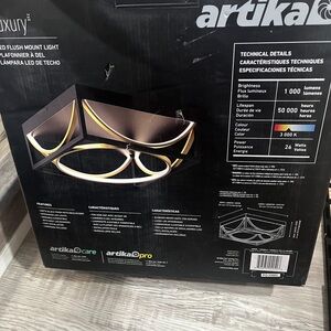 Artika Luxury 13 in. 1-Light Modern Black and Gold Integrated LED Flush Mount